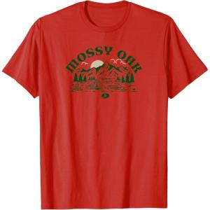 Mossy Oak Camping Retro Mountain Landscape Logo T-Shirt(Red)