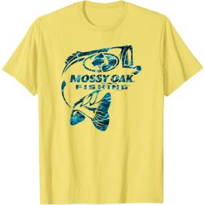 Mossy Oak Fishing Bass Open Water Classic Blue Logo T-Shirt(Lemon Yellow)