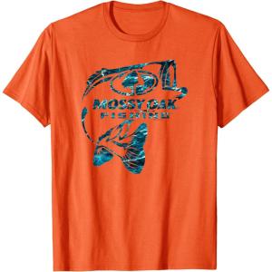 Mossy Oak Fishing Bass Open Water Classic Blue Logo T-Shirt(Orange)