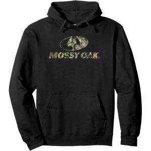 Mossy Oak Nature Camouflage Classic Outdoors Logo Pullover Hoodie(Black)