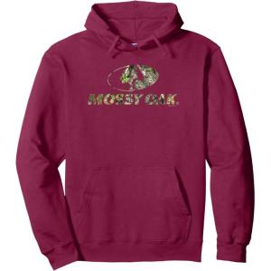 Mossy Oak Nature Camouflage Classic Outdoors Logo Pullover Hoodie(Burgundy)