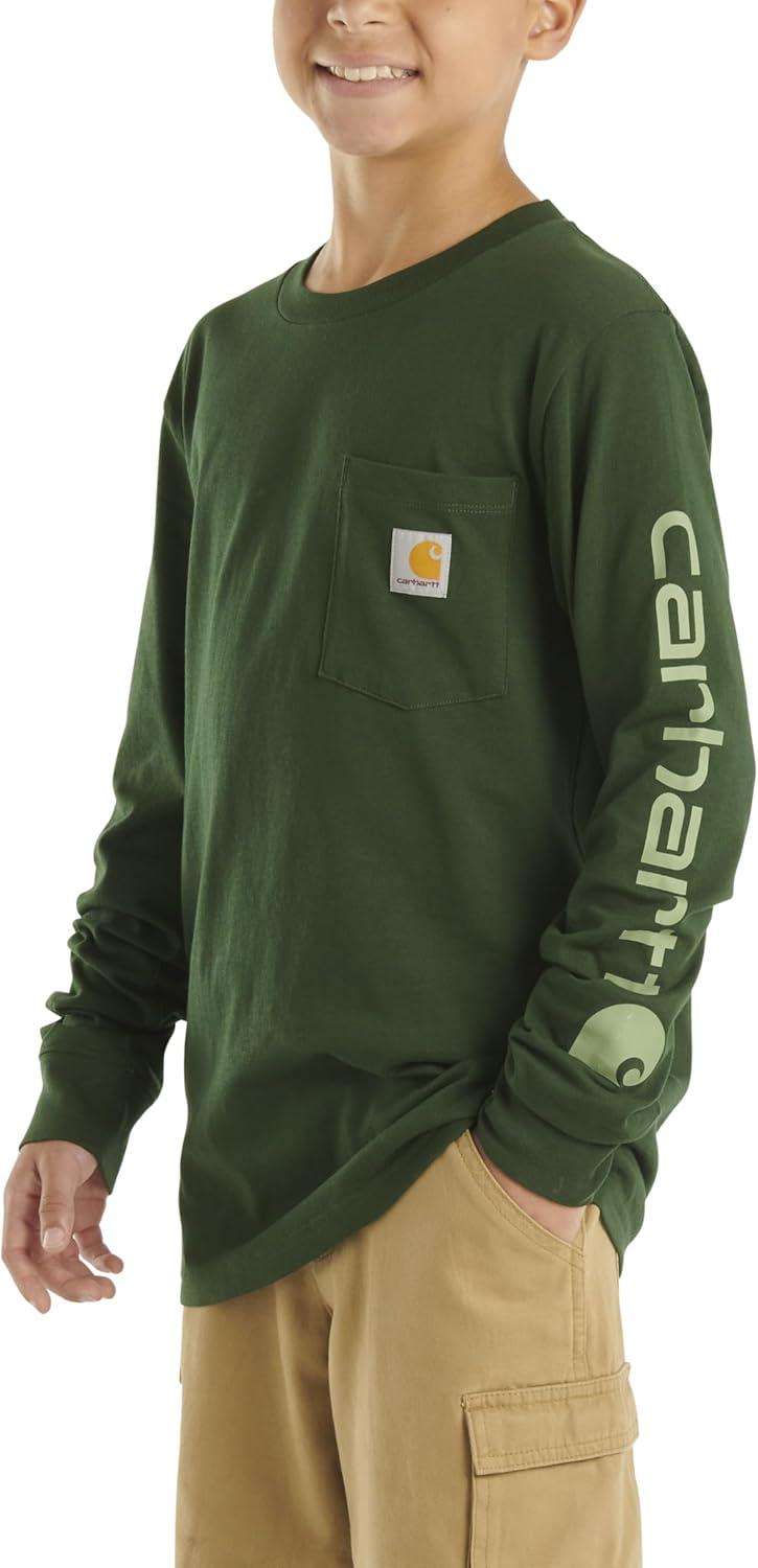 image:imageCarhartt Boys LongSleeve Logo Sleeve Pocket TShirtMountain View