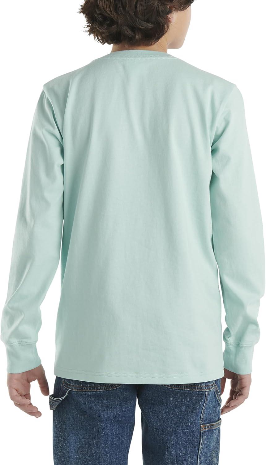 image:imageCarhartt Boys LongSleeve Logo Sleeve Pocket TShirtPastel Turquoise
