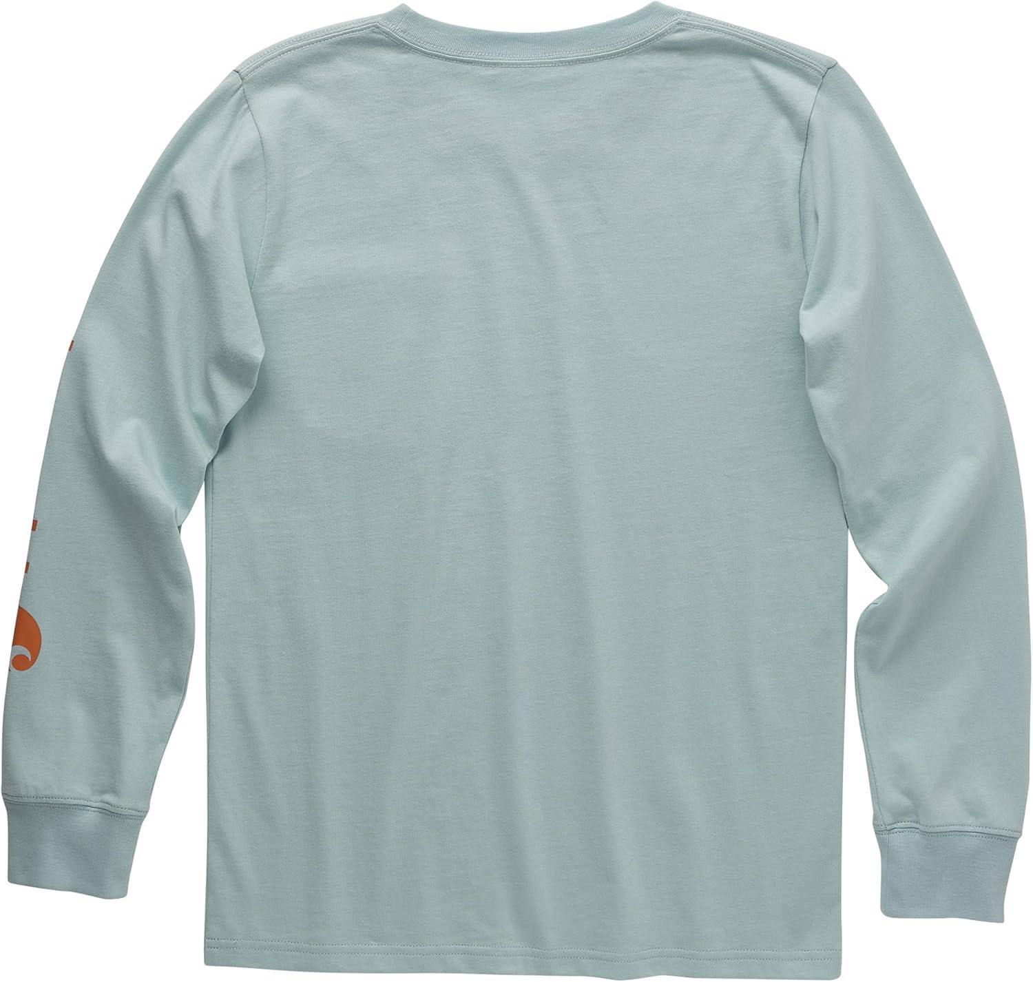 image:imageCarhartt Boys LongSleeve Logo Sleeve Pocket TShirtPastel Turquoise