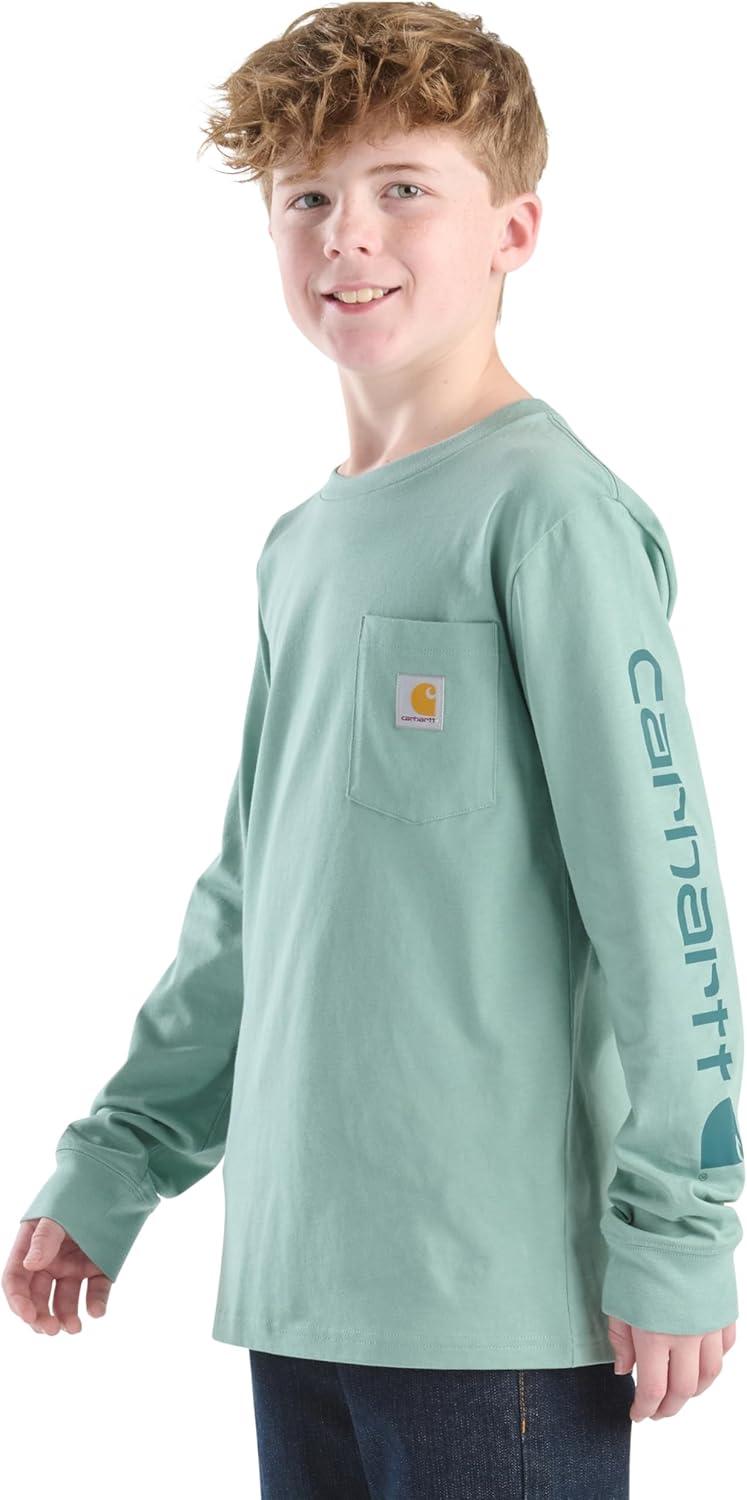 image:imageCarhartt Boys LongSleeve Logo Sleeve Pocket TShirtPatina