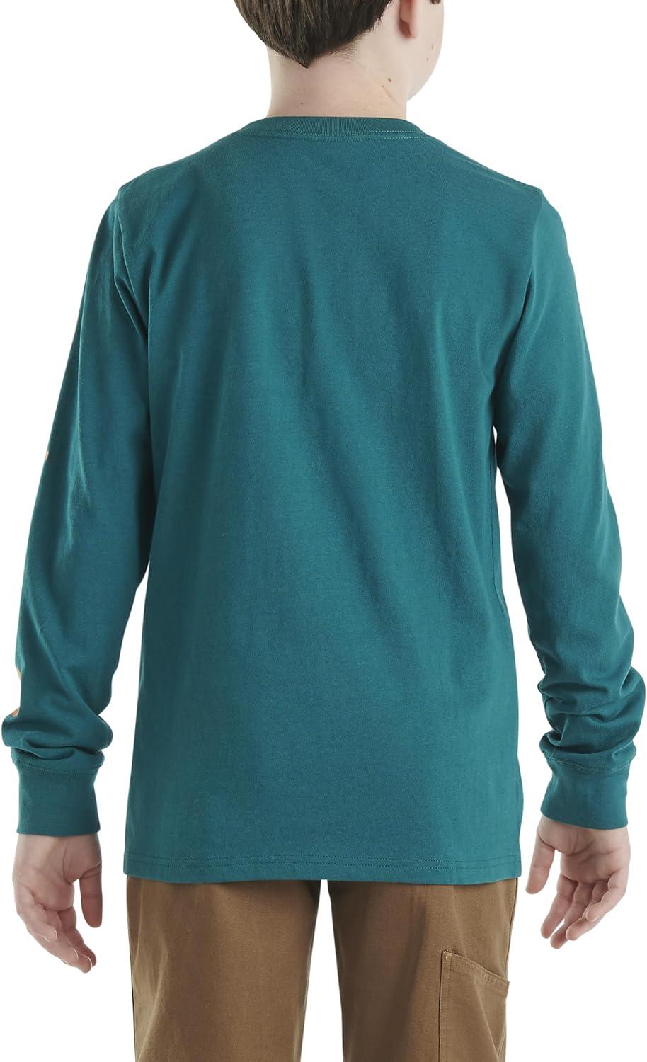 image:imageCarhartt Boys LongSleeve Logo Sleeve Pocket TShirtShaded Spruce