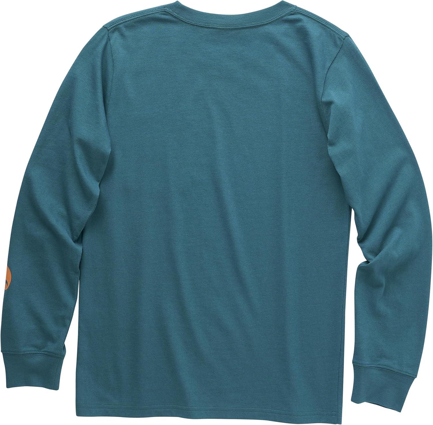 image:imageCarhartt Boys LongSleeve Logo Sleeve Pocket TShirtShaded Spruce