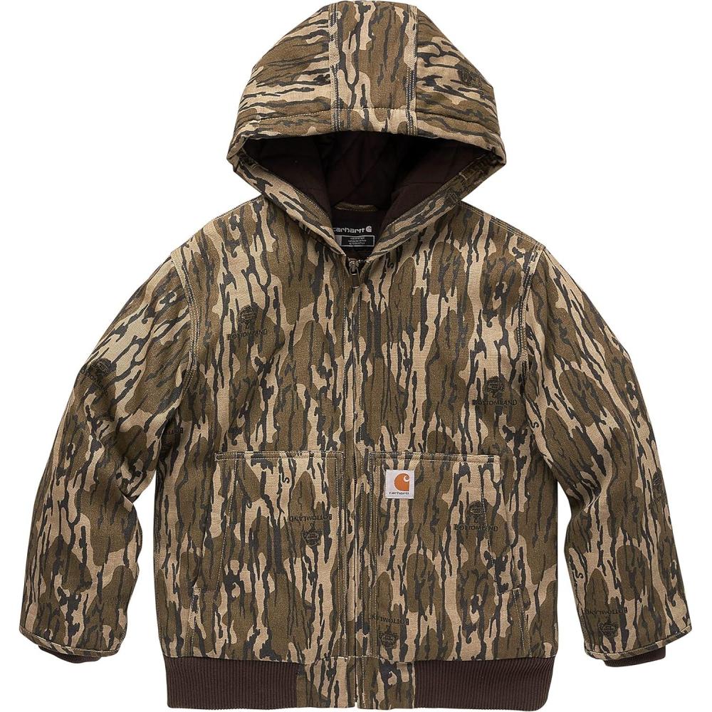 image:imageCarhartt Boys FlannelLined Hooded Canvas Insulated ZipUp JacketMossy Oak Bottomland