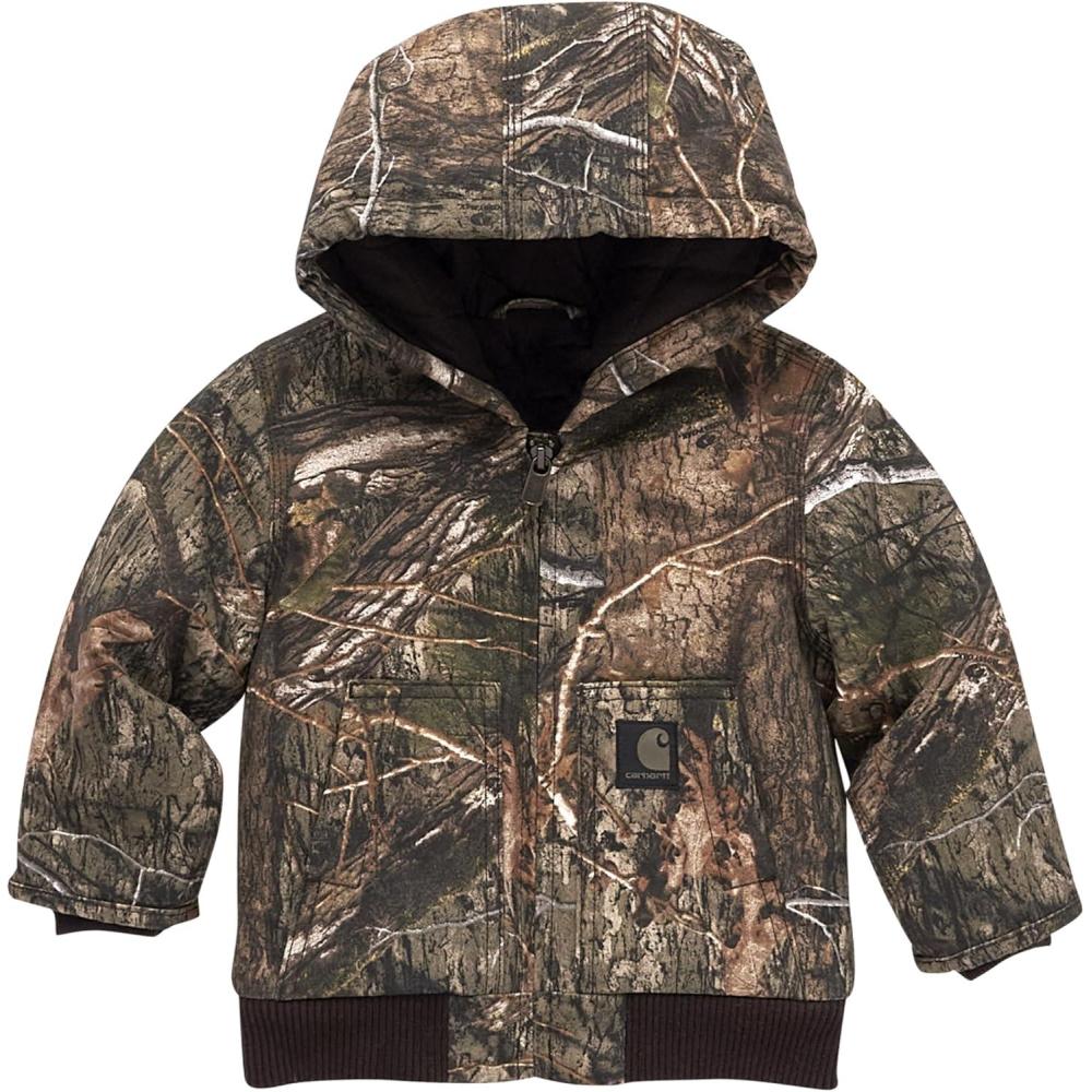 image:imageCarhartt Boys FlannelLined Hooded Canvas Insulated ZipUp JacketMossy Oak Country Dna