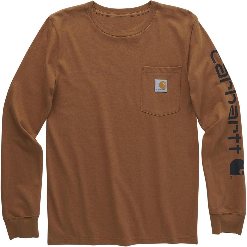 image:imageCarhartt Boys LongSleeve Logo Sleeve Pocket TShirtCarhartt Brown