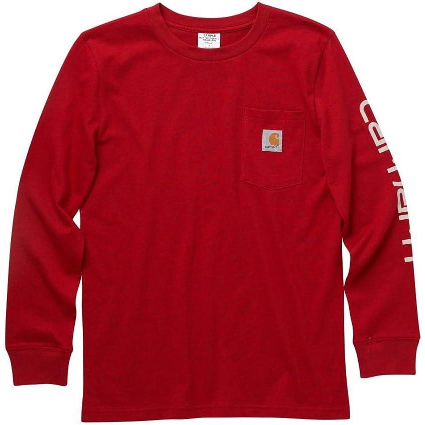 image:imageCarhartt Boys LongSleeve Logo Sleeve Pocket TShirtChili Pepper