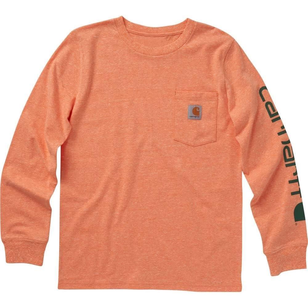 image:imageCarhartt Boys LongSleeve Logo Sleeve Pocket TShirtExotic Orange Heather