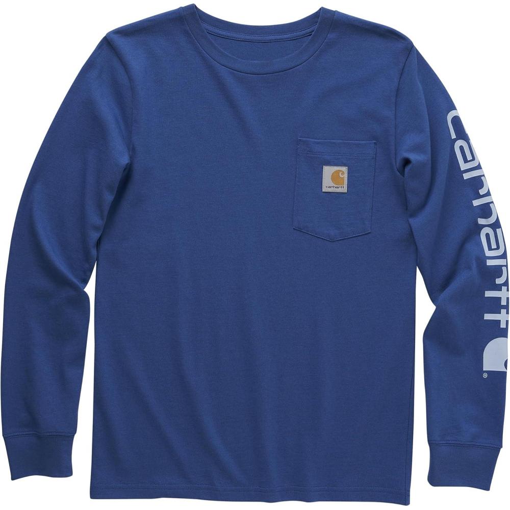 image:imageCarhartt Boys LongSleeve Logo Sleeve Pocket TShirtGalaxy Blue