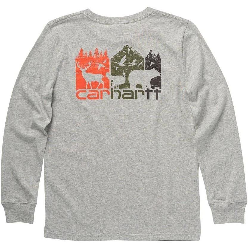 image:imageCarhartt Boys LongSleeve Logo Sleeve Pocket TShirtGrey Heather