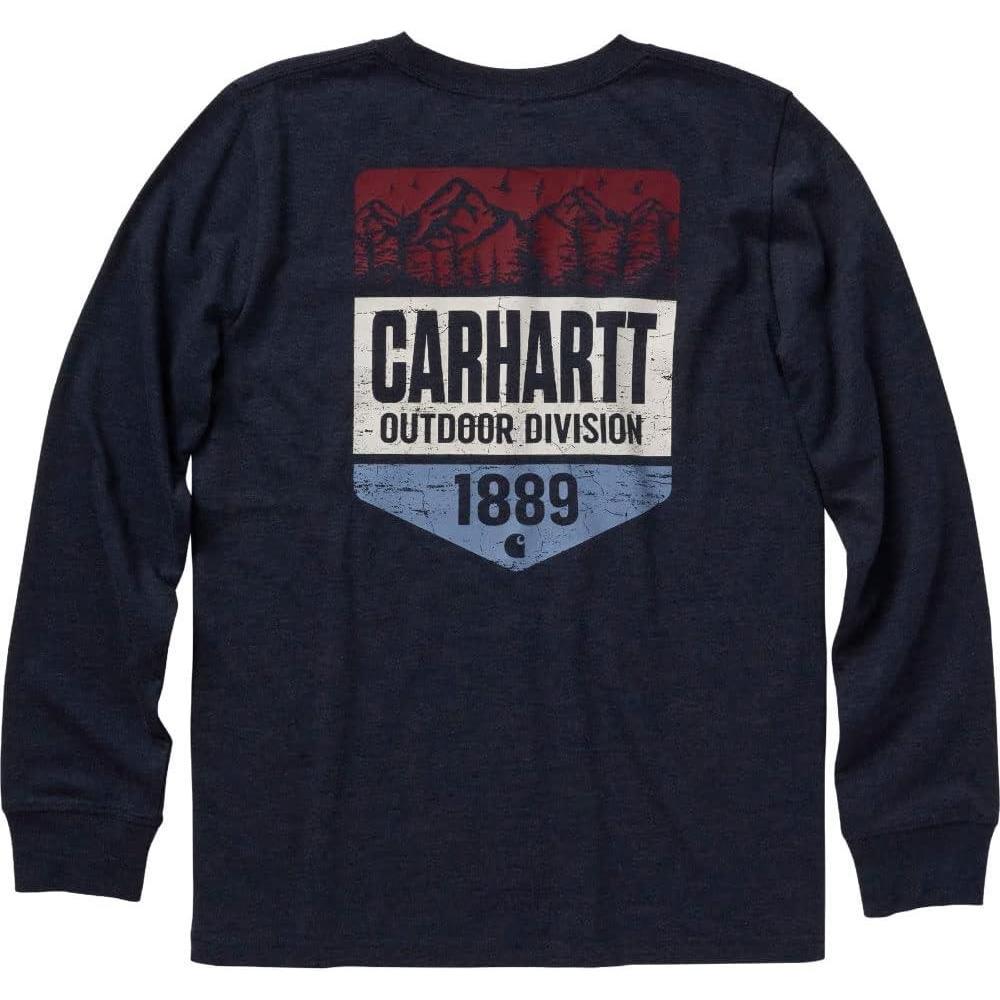 image:imageCarhartt Boys LongSleeve Logo Sleeve Pocket TShirtNavy Blazer Heather