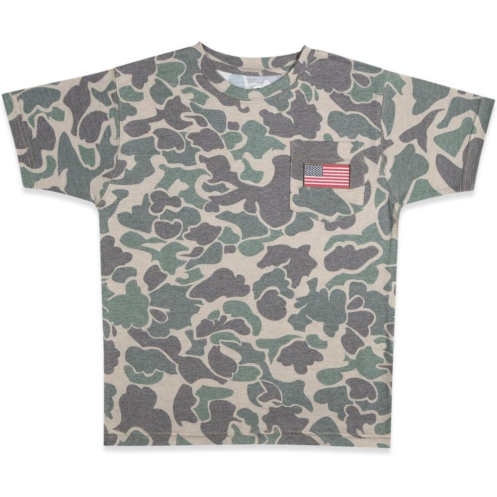 image:imageKids Patriotic Camo TShirt  USA Flag Embroidered Tee for Boys amp Girls  Perfect for Outdoors amp HuntingClassic Camo Green