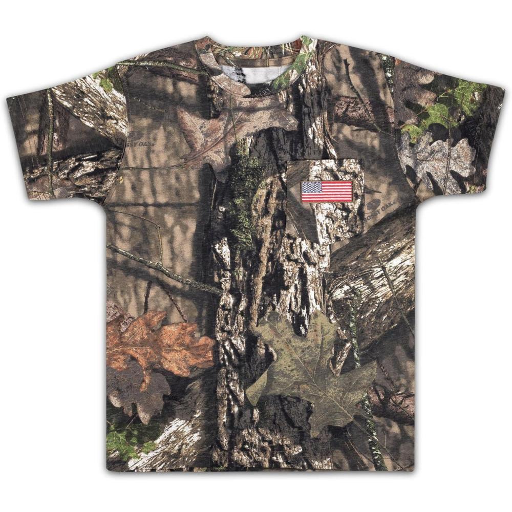 image:imageKids Patriotic Camo TShirt  USA Flag Embroidered Tee for Boys amp Girls  Perfect for Outdoors amp HuntingMossy Oak Country  Short Sleeve