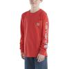 Carhartt Boys Long-Sleeve Logo Sleeve Pocket T-Shirt(Bittersweet)