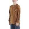 Carhartt Boys Long-Sleeve Logo Sleeve Pocket T-Shirt(Carhartt Brown)