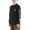 Carhartt Boys Long-Sleeve Logo Sleeve Pocket T-Shirt(Caviar Black)