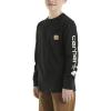 Carhartt Boys Long-Sleeve Logo Sleeve Pocket T-Shirt(Caviar Dark Black)