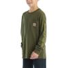 Carhartt Boys Long-Sleeve Logo Sleeve Pocket T-Shirt(Dark Olive Green)
