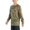 Carhartt Boys Long-Sleeve Logo Sleeve Pocket T-Shirt(Mossy Oak Dna Camo Print)