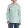 Carhartt Boys Long-Sleeve Logo Sleeve Pocket T-Shirt(Pastel Turquoise)
