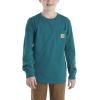 Carhartt Boys Long-Sleeve Logo Sleeve Pocket T-Shirt(Shaded Spruce)