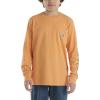 Carhartt Boys Long-Sleeve Logo Sleeve Pocket T-Shirt(Tangerine)
