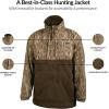 Drake Waterfowl Youth MST Eqwader DW3020 1/4 Zip Hunting Waterproof Breathable Fleece Lined Warm Jacket with Multiple Pockets(Mossy Oak Bottomland)