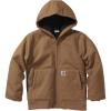 Carhartt Boys’ Flannel-Lined Hooded Canvas Insulated Zip-Up Jacket(Carhartt Brown)