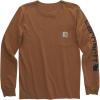 Carhartt Boys Long-Sleeve Logo Sleeve Pocket T-Shirt(Carhartt Brown)