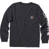 Carhartt Boys Long-Sleeve Logo Sleeve Pocket T-Shirt(Caviar Black Heather)
