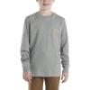 Carhartt Boys Long-Sleeve Logo Sleeve Pocket T-Shirt(Charcoal Grey Heather)