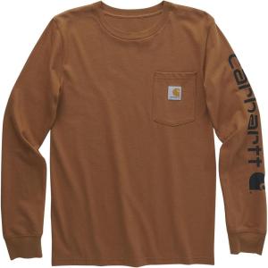 Carhartt Boys Long-Sleeve Logo Sleeve Pocket T-Shirt(Carhartt Brown)