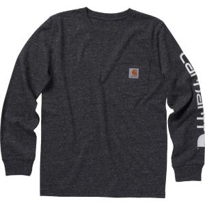 Carhartt Boys Long-Sleeve Logo Sleeve Pocket T-Shirt(Caviar Black Heather)