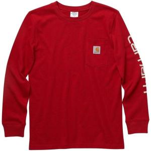 Carhartt Boys Long-Sleeve Logo Sleeve Pocket T-Shirt(Chili Pepper)