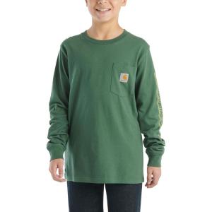 Carhartt Boys Long-Sleeve Logo Sleeve Pocket T-Shirt(Cilantro)