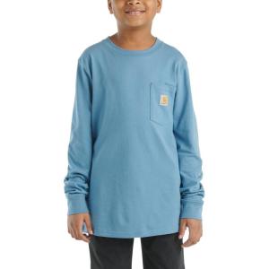 Carhartt Boys Long-Sleeve Logo Sleeve Pocket T-Shirt(Coronet Blue)