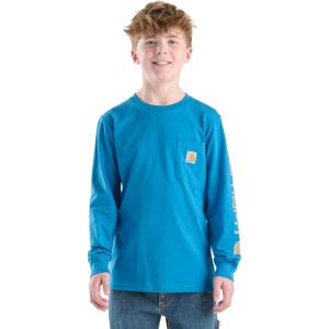 Carhartt Boys Long-Sleeve Logo Sleeve Pocket T-Shirt(Deep Water)