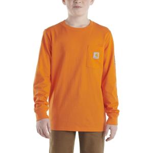 Carhartt Boys Long-Sleeve Logo Sleeve Pocket T-Shirt(Exotic Orange)