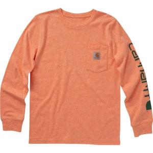 Carhartt Boys Long-Sleeve Logo Sleeve Pocket T-Shirt(Exotic Orange Heather)
