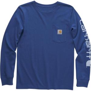 Carhartt Boys Long-Sleeve Logo Sleeve Pocket T-Shirt(Galaxy Blue)