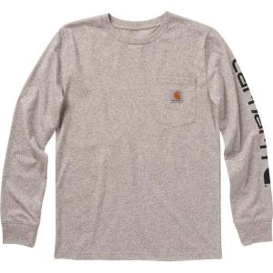 Carhartt Boys Long-Sleeve Logo Sleeve Pocket T-Shirt(Gray Heather)