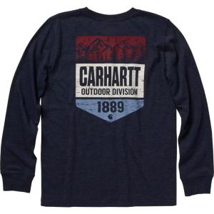 Carhartt Boys Long-Sleeve Logo Sleeve Pocket T-Shirt(Navy Blazer Heather)