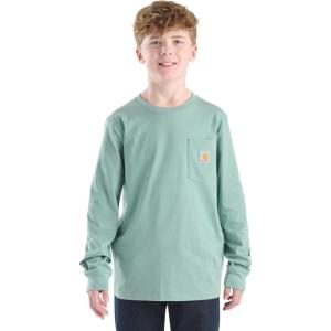 Carhartt Boys Long-Sleeve Logo Sleeve Pocket T-Shirt(Patina)