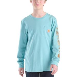 Carhartt Boys Long-Sleeve Logo Sleeve Pocket T-Shirt(Stillwater)