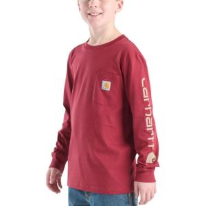Carhartt Boys Long-Sleeve Logo Sleeve Pocket T-Shirt(Tibetian Red)
