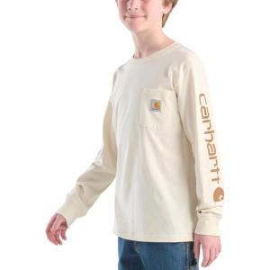 Carhartt Boys Long-Sleeve Logo Sleeve Pocket T-Shirt(Turtledove)